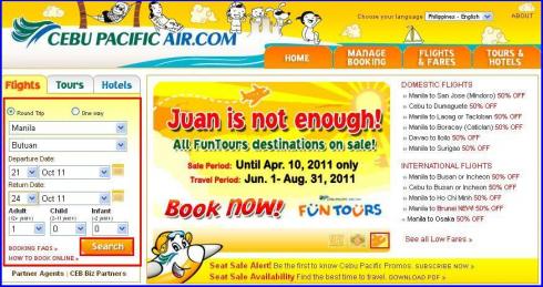 Cebu Pacific Online Booking Choose Destinations