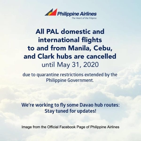 Pal Flight Cancellation Advisory: All Domestic And International Flights Until May 31, 2020