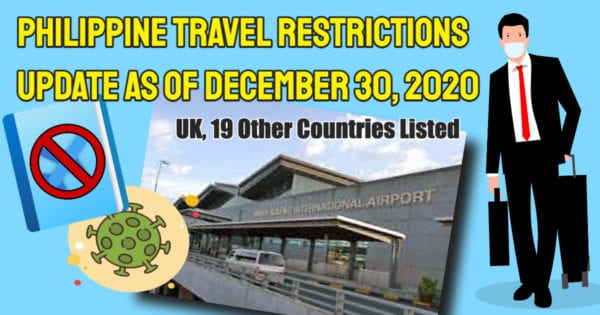 Philippine Covid 19 Travel Restrictions Updated January 1, 2021