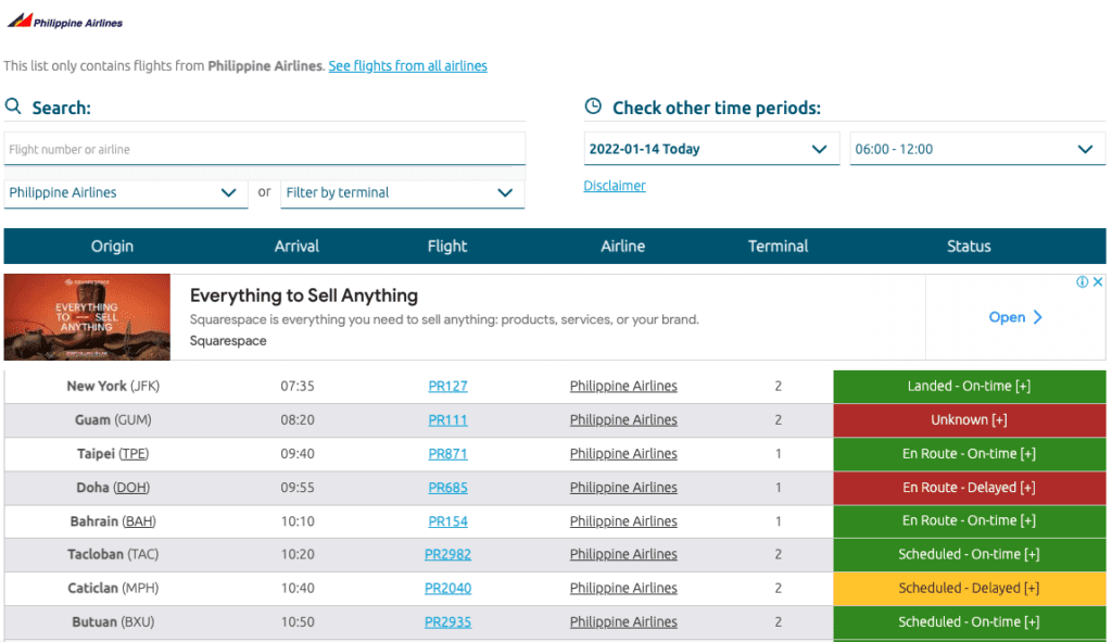 Philippine Airlines Flight Update