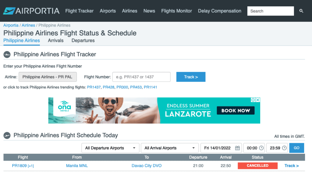 Philippine Airlines Airportia Status