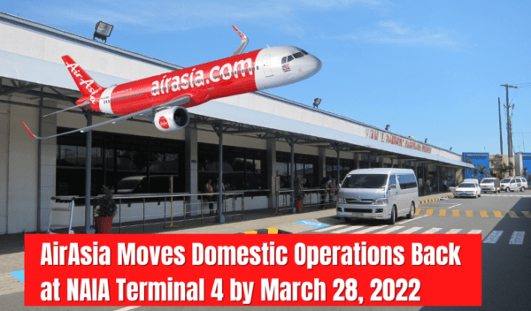 Airasia Moves Domestic Operations Back At Naia Terminal 4 By March 28, 2022