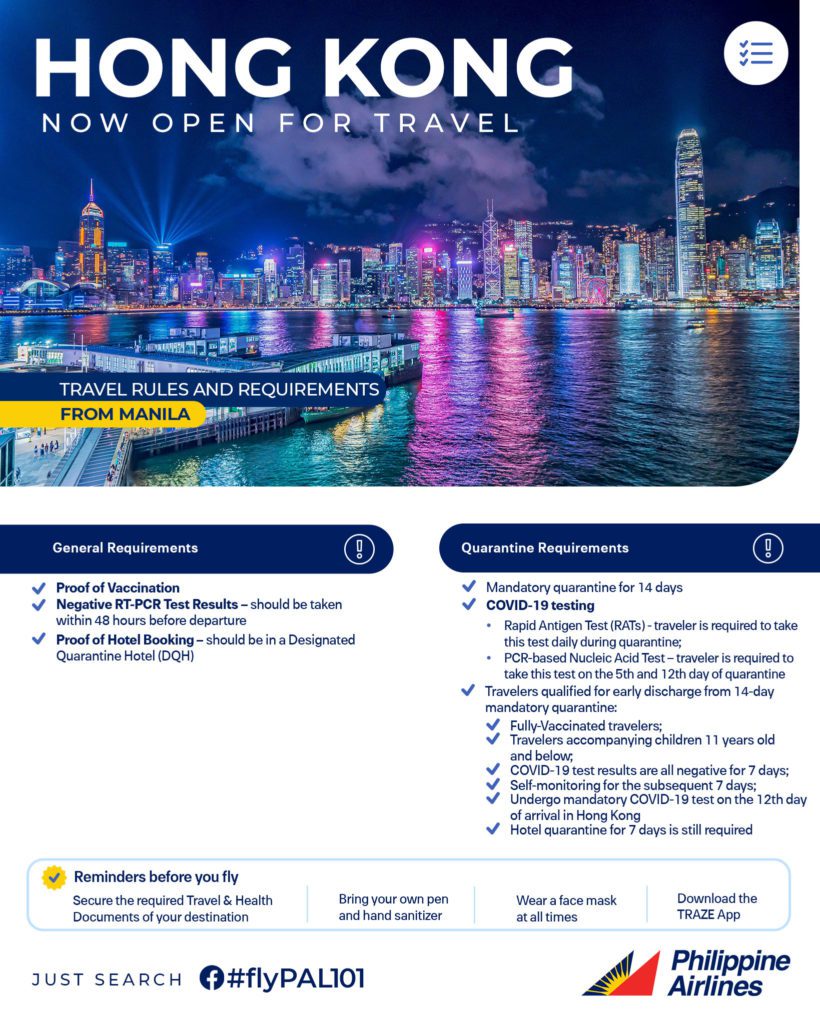 Hong Kong Travel Requirements By Philippine Airlines As Of May 1, 2022