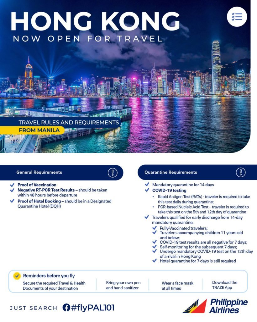 Hong Kong Travel Requirements By Philippine Airlines As Of May 1, 2022