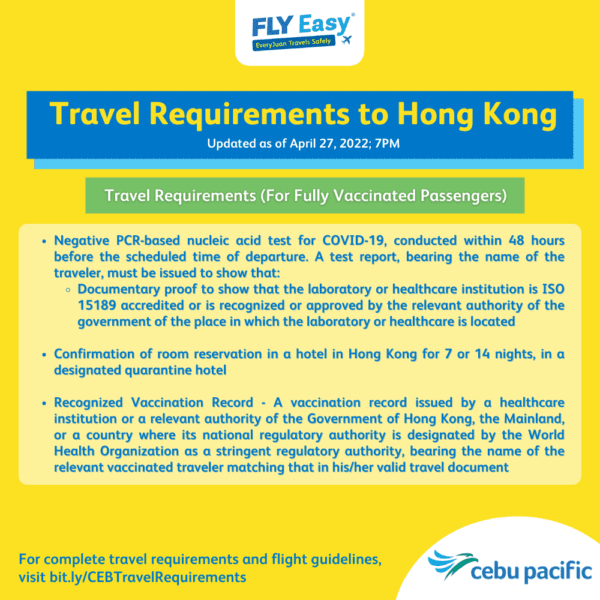 Hong Kong Travel Requirements For Philippine Passengers 2022