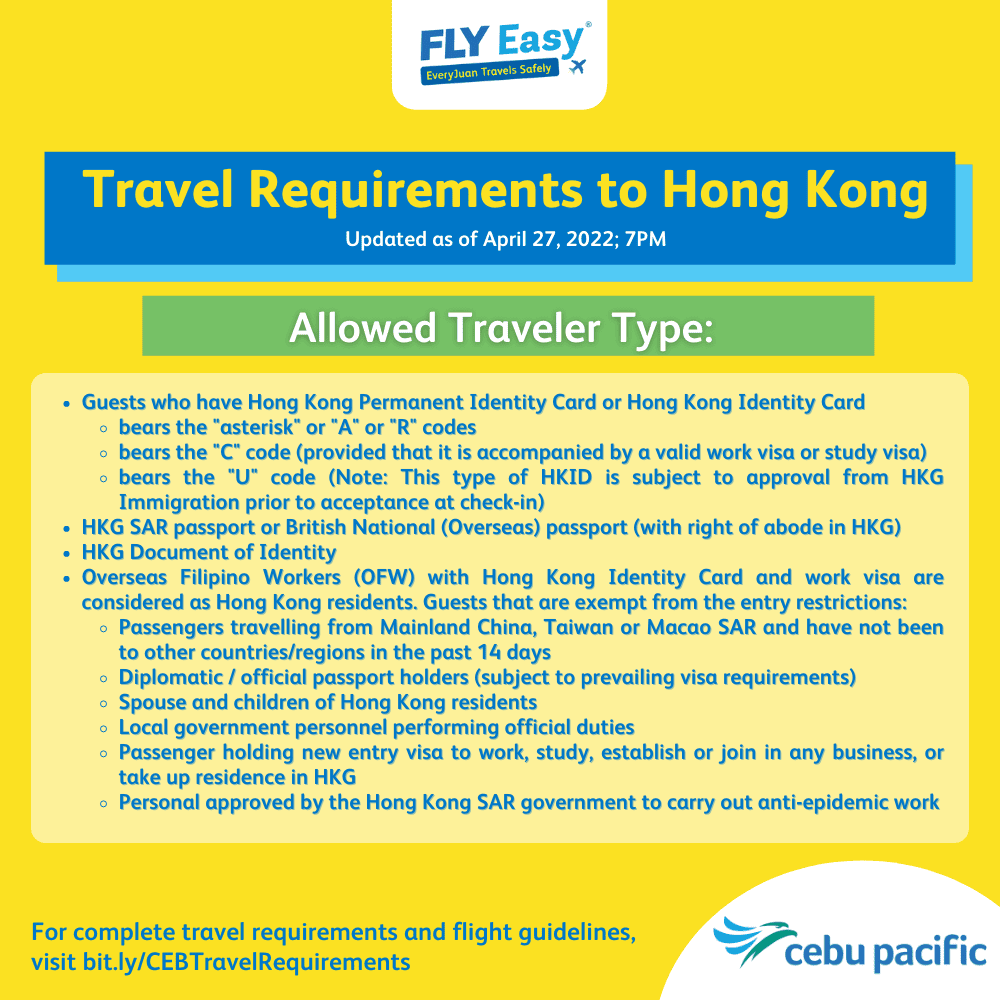 Hong Kong Travel Requirements - Allowed Passengers As Of April 27, 2022