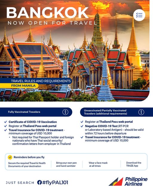 Bangkok Travel Requirements From Philippine Airlines June 2022