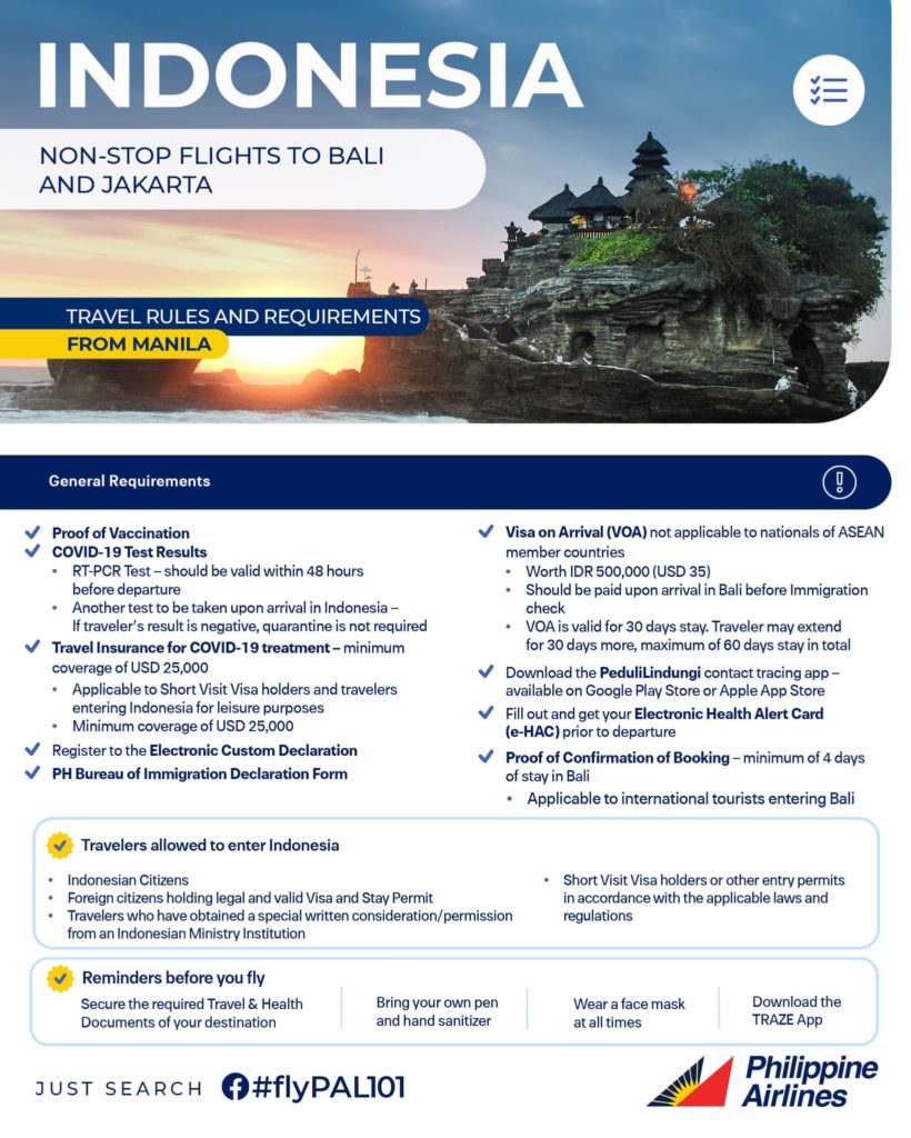 Indonesia Travel Requirements From Philippine Airlines