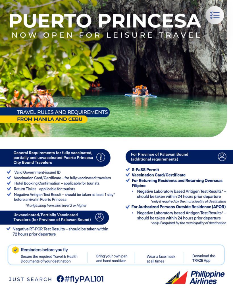 Puerto Princesa Travel Requirements From Philippine Airlines April 2022