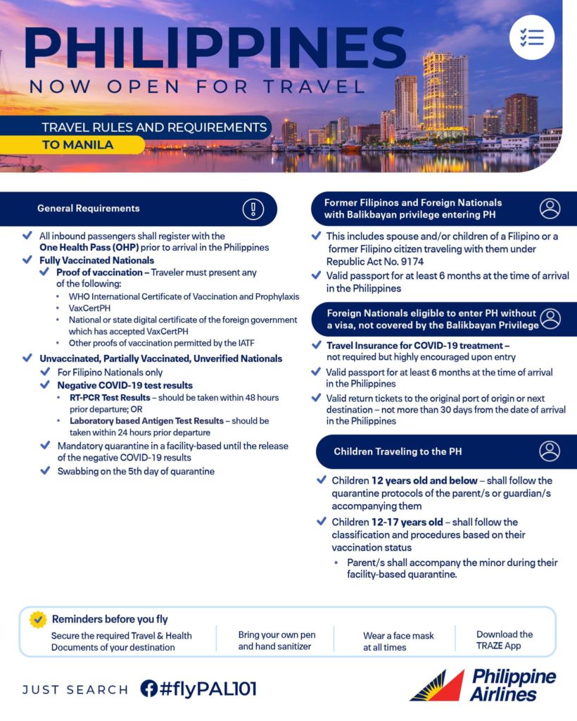 Travel Requirements To The Philippines From Philippine Airlines