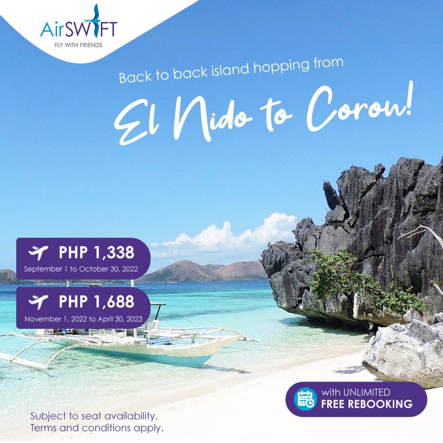 Airswift Promo Heroes Day Special Sale From El Nido To Coron For As Low As P1338 One-Way Base Fare