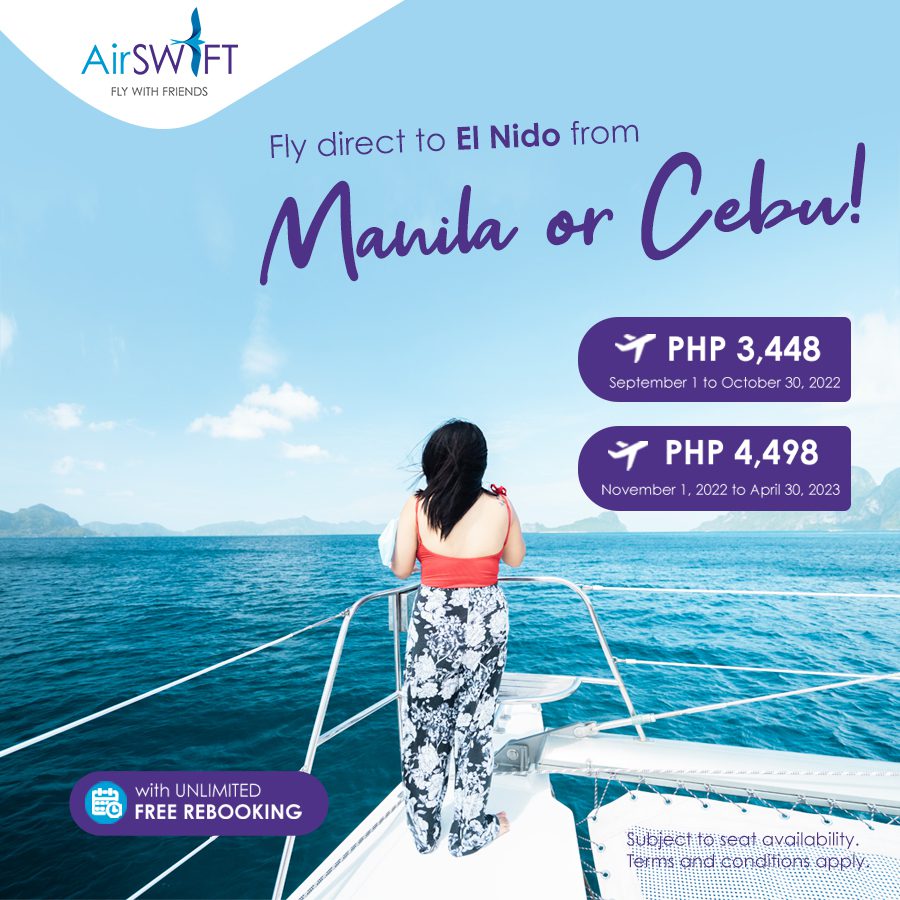 Airswift Promo Heroes Day Special Sale From El Nido To Manila Or Cebu For As Low As P3448 One-Way Base Far