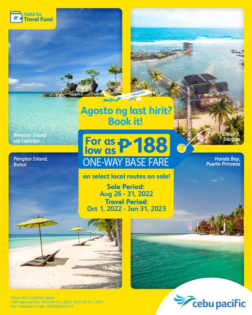 Cebu Pacific Promo 2022-2023 Sale For As Low As P188 One Way Base Fare