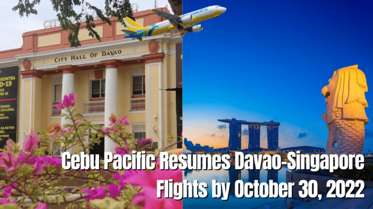 Cebu Pacific Resumes Davao-Singapore Flights By October 30, 2022