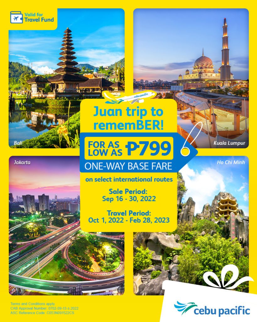 Cebu Pacific Ticket Promo For Asian Destinations, Dubai, Or Sydney For As Low As P999 One-Way Base Fare