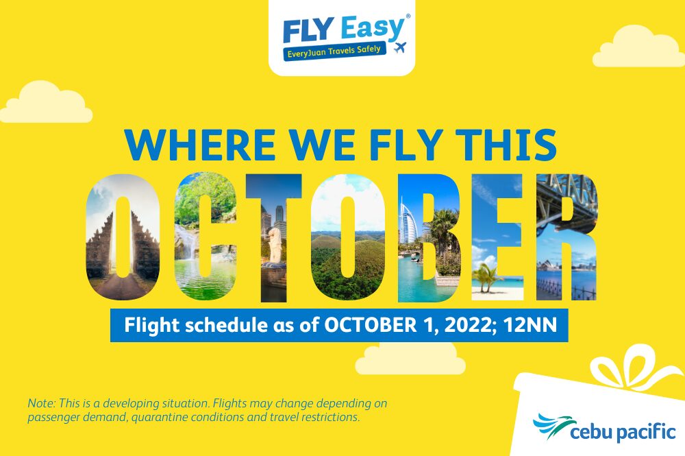 Cebu Pacific Flight Schedule For October 2022.