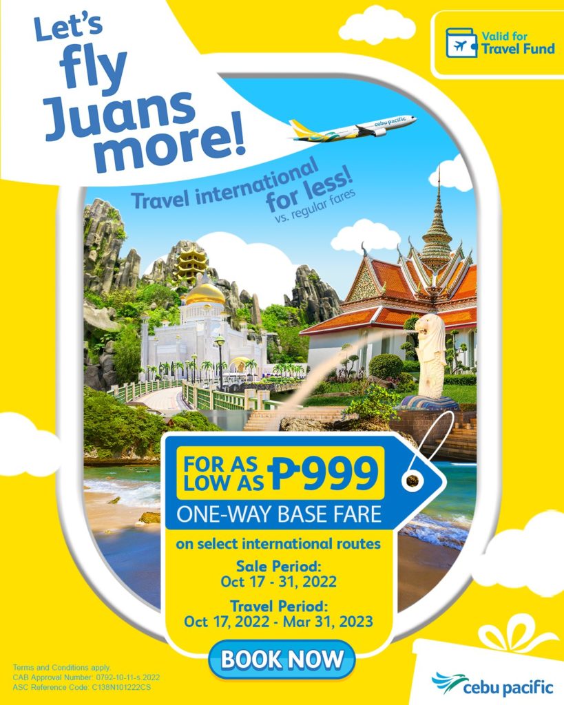 Cebu Pacific Ticket Promo For Asian Destinations, Dubai, Or Sydney For As Low As P999 One-Way Base Fare